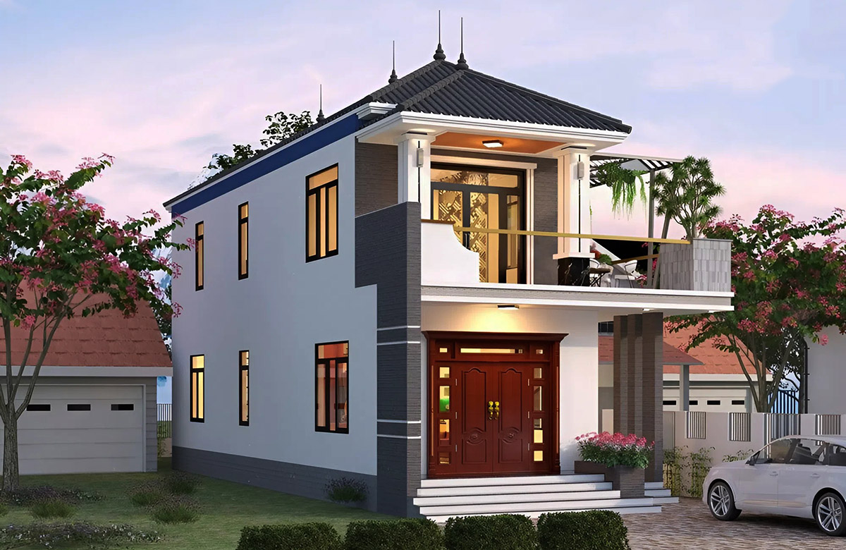 Một mẫu nhà 2 tầng mái Nhật đẹp sang trọng
