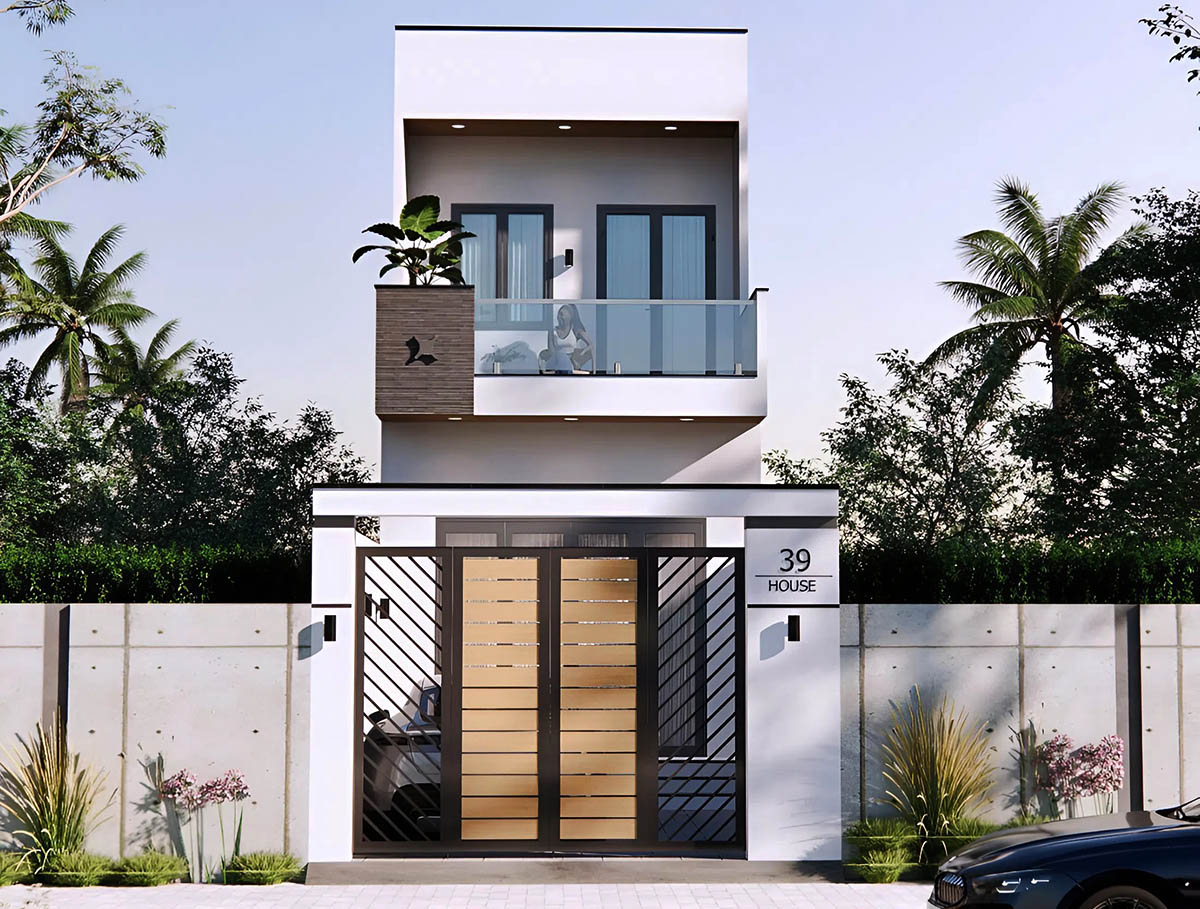 Mẫu nhà 2 tầng mái bằng diện tích 6x15