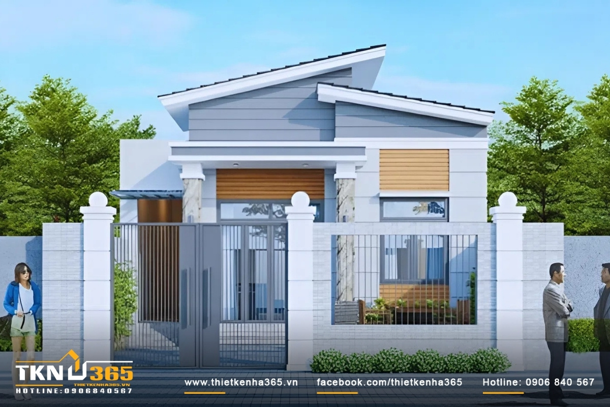 Mẫu thiết kế nhà ống 1 tầng đẹp 3 phòng ngủ 5x20m