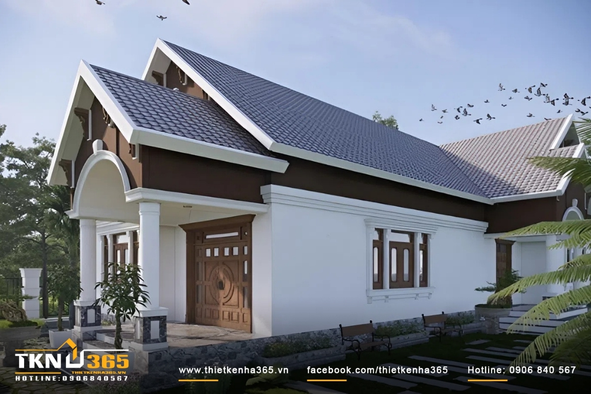Mẫu nhà ống mái thái 1 tầng đẹp