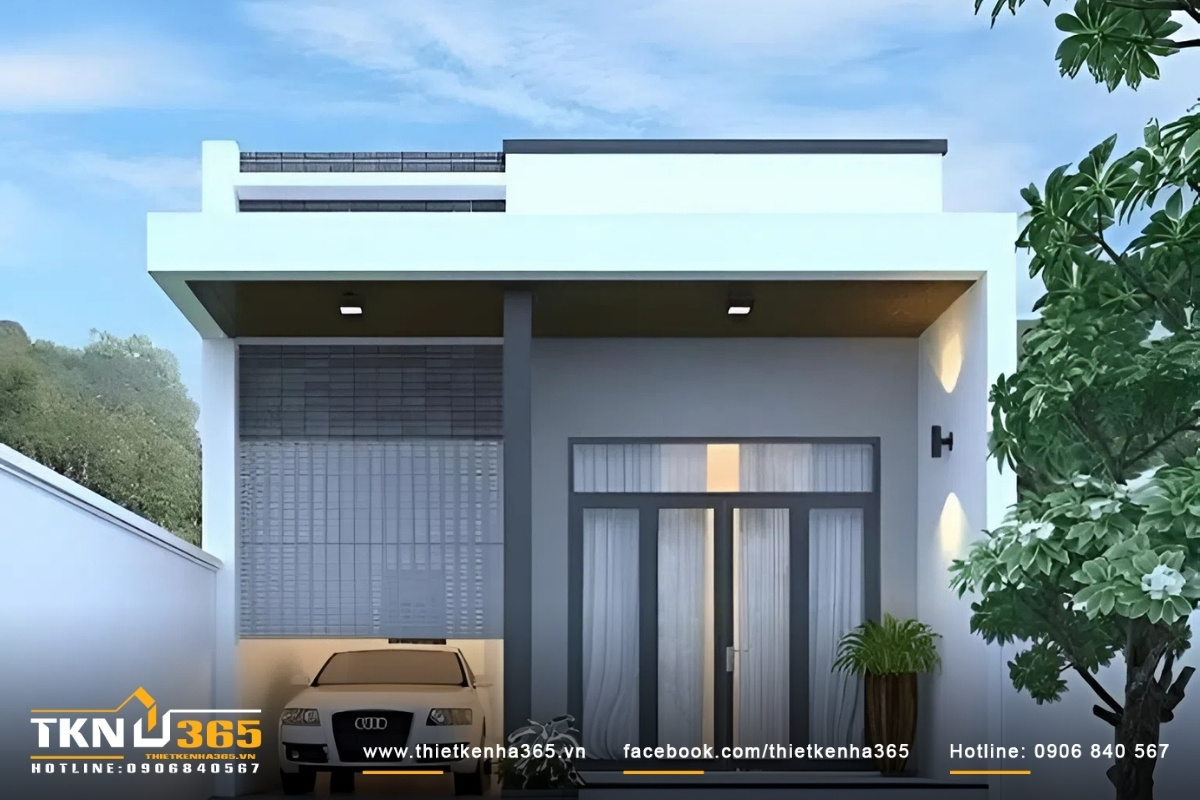 Thiết kế nhà dạng ống 1 tầng mái bằng 5x20m