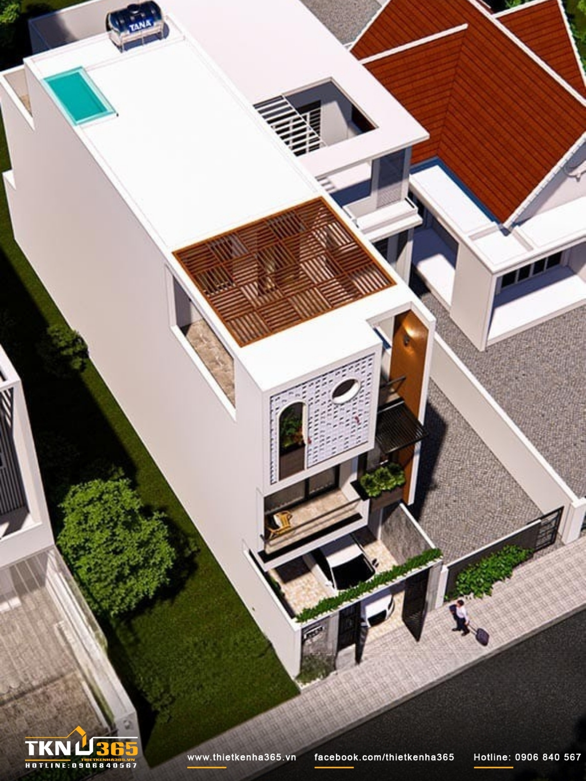 thiết kế nhà phố 3 tầng 5x21m cho anh Quyền tại Tây Ninh