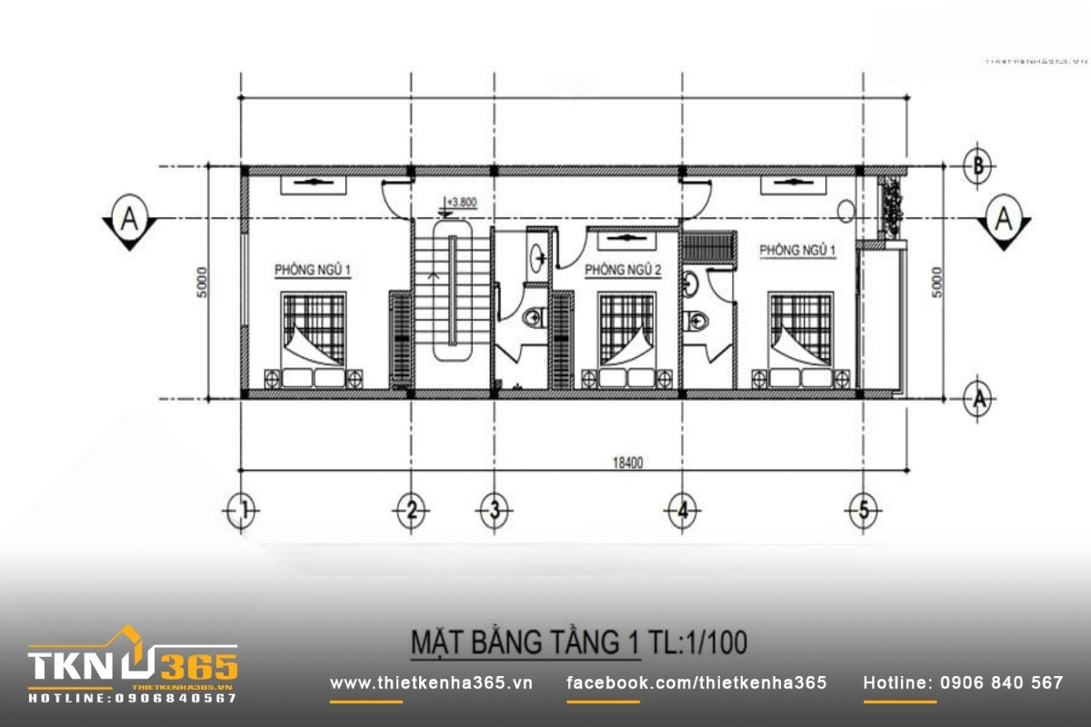 thiết kế nhà phố 3 tầng 5x21m cho anh Quyền tại Tây Ninh