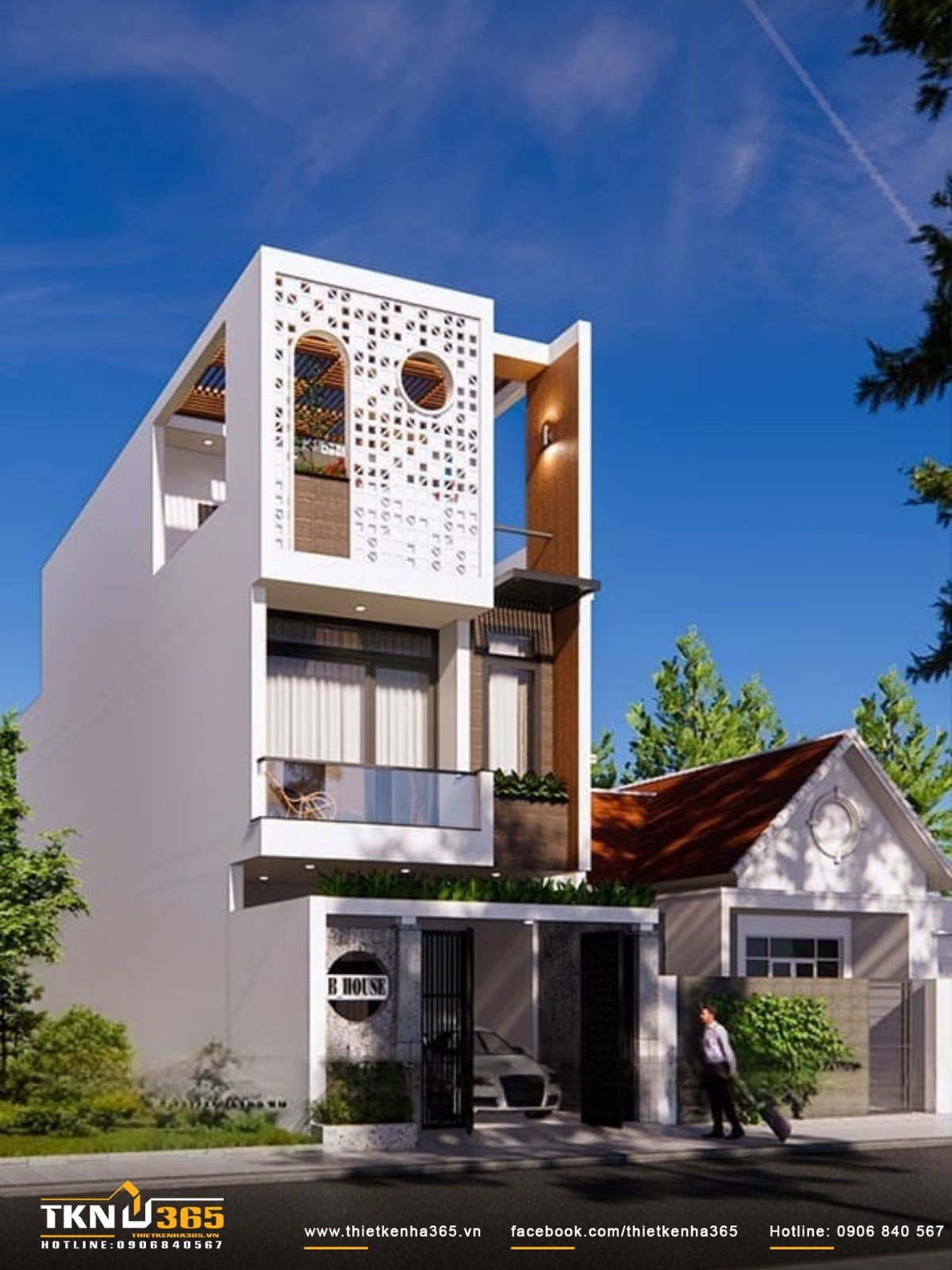 thiết kế nhà phố 3 tầng 5x21m cho anh Quyền tại Tây Ninh