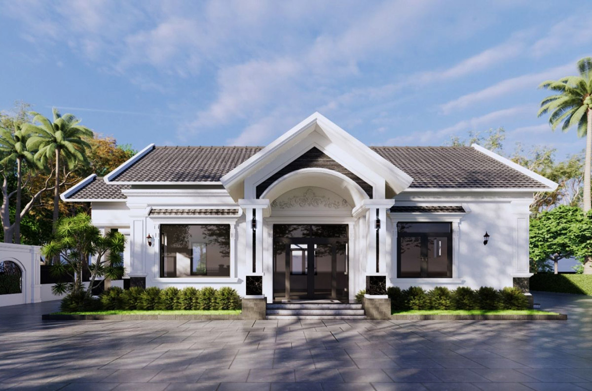 Thiết kế nhà 1 tầng 3 phòng ngủ 80m2 đẹp ở khu vực nông thôn