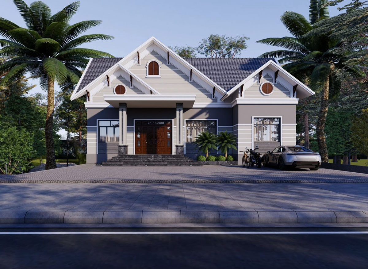 Một mẫu thiết kế mẫu nhà 1 tầng 80m2 đẹp mắt