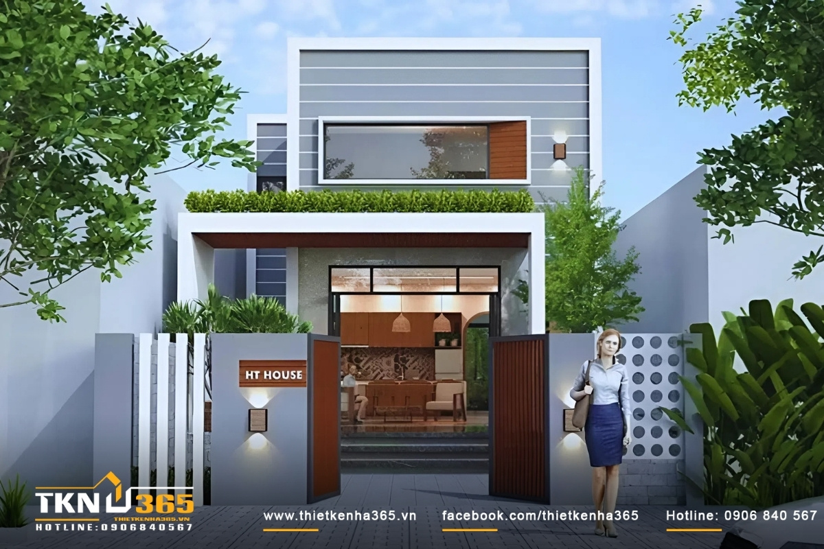 Mẫu thiết kế nhà ống 1 tầng 3 phòng ngủ 100m2 đầy đủ công năng