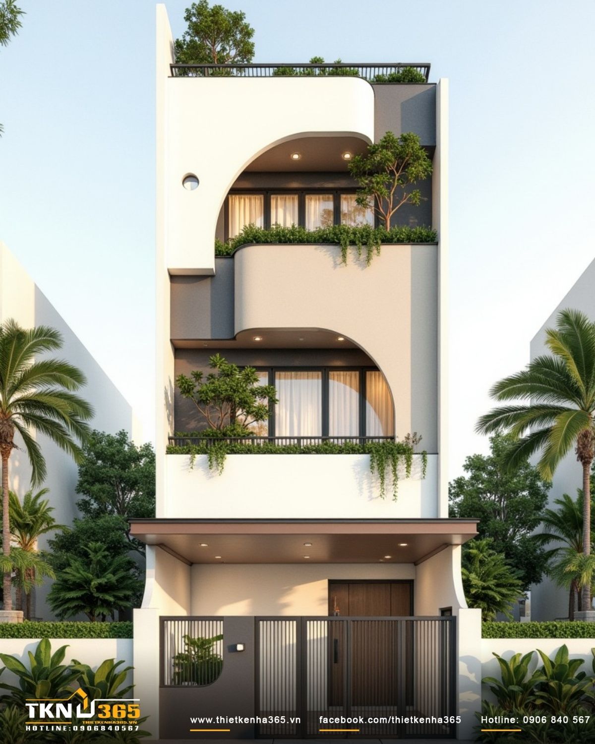 Mẫu nhà 1 trệt 2 lầu diện tích 3x7m hiện đại 