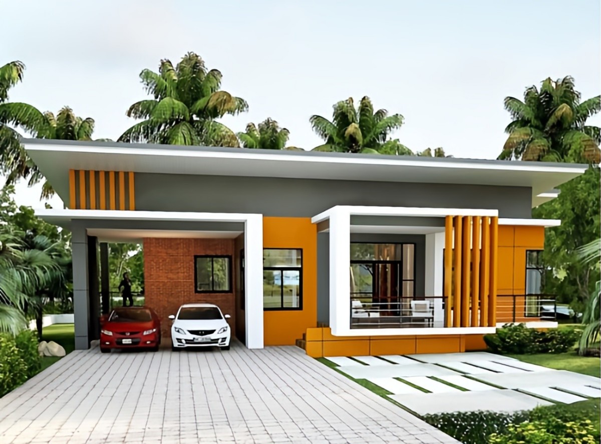 Mẫu nhà 5x20 1 tầng thiết kế mái bằng hiện đại