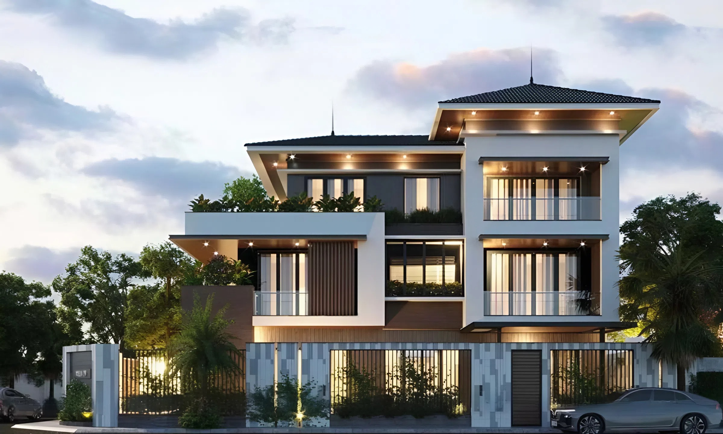 45+ Mẫu thiết kế nhà 120m2 được ưa chuộng nhất năm 2026 12 Thiết kế nhà biệt thự truyền thống và sang trọng kết hợp với sự hiện đại.