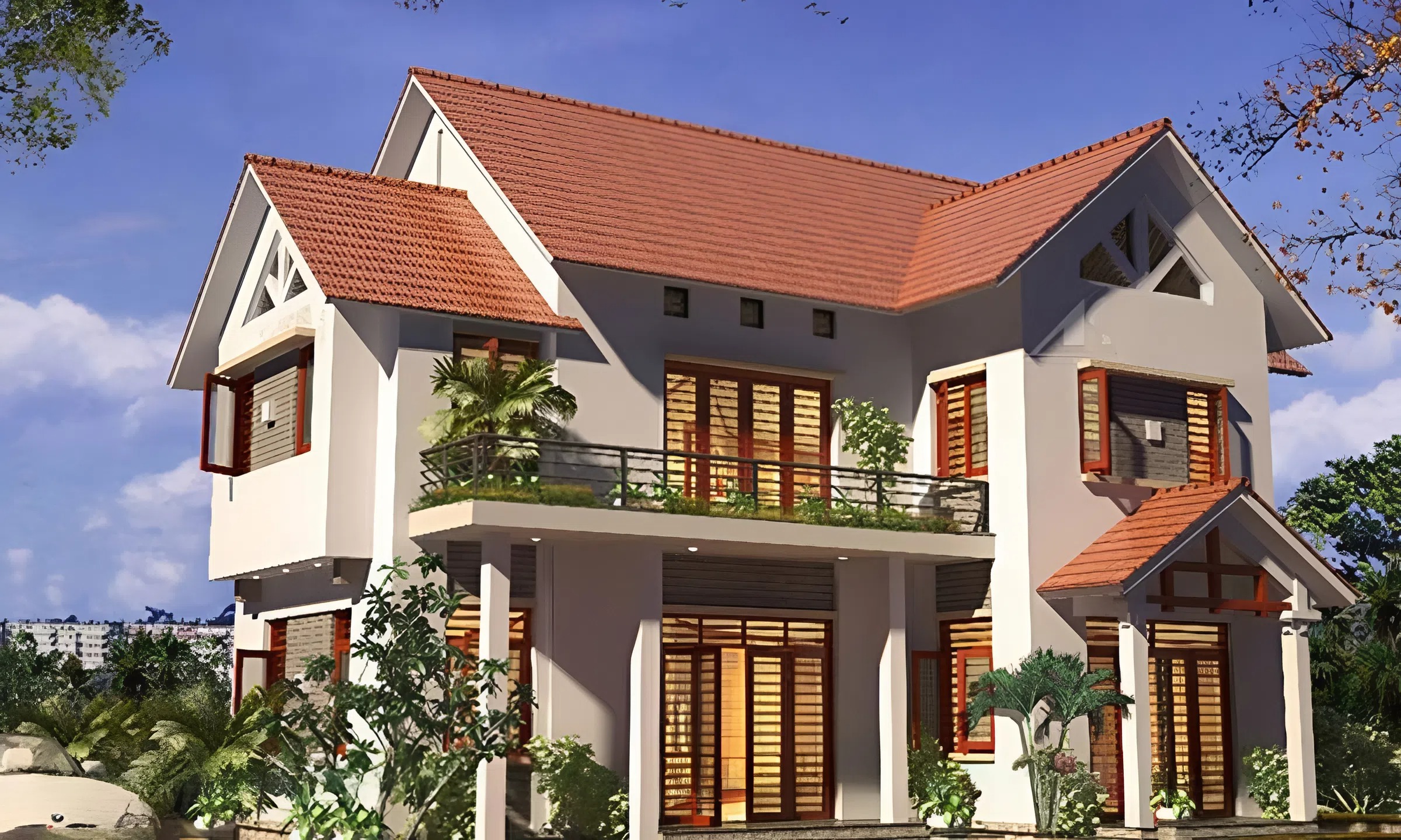 45+ Mẫu thiết kế nhà 120m2 được ưa chuộng nhất năm 2026 20 Ngôi nhà lợp ngói đỏ có tính thẩm mỹ cao, vừa mang giá trị truyền thống và mang cả vẻ đẹp hiện đại