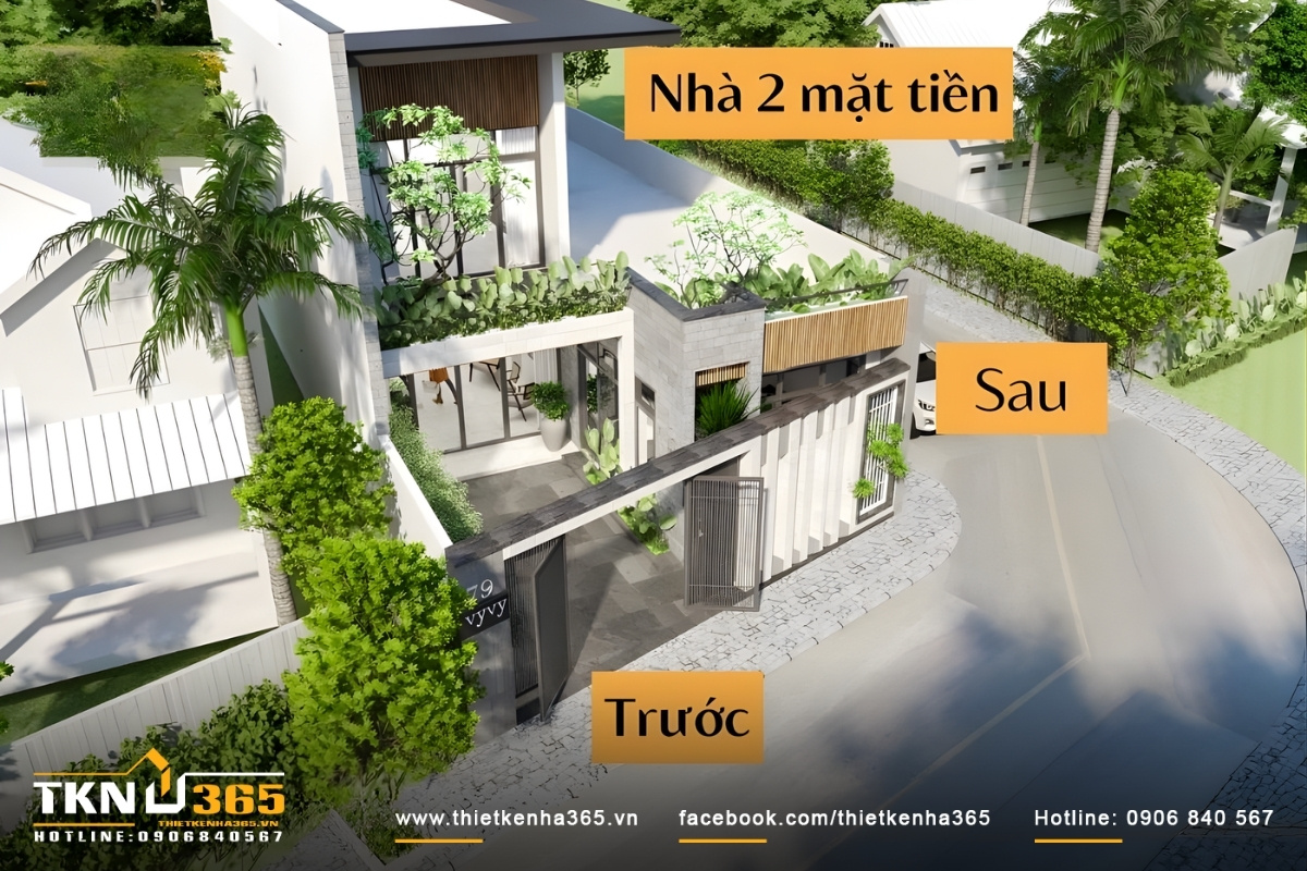 Nhà 2 mặt tiền trước và sau 