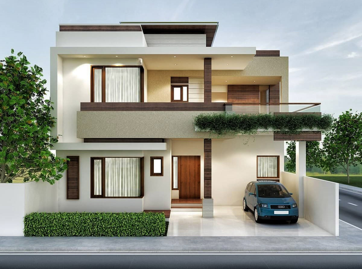 Thiết kế nhà 2 tầng 3 phòng ngủ 80m2 mái bằng mang vẻ đẹp tinh tế