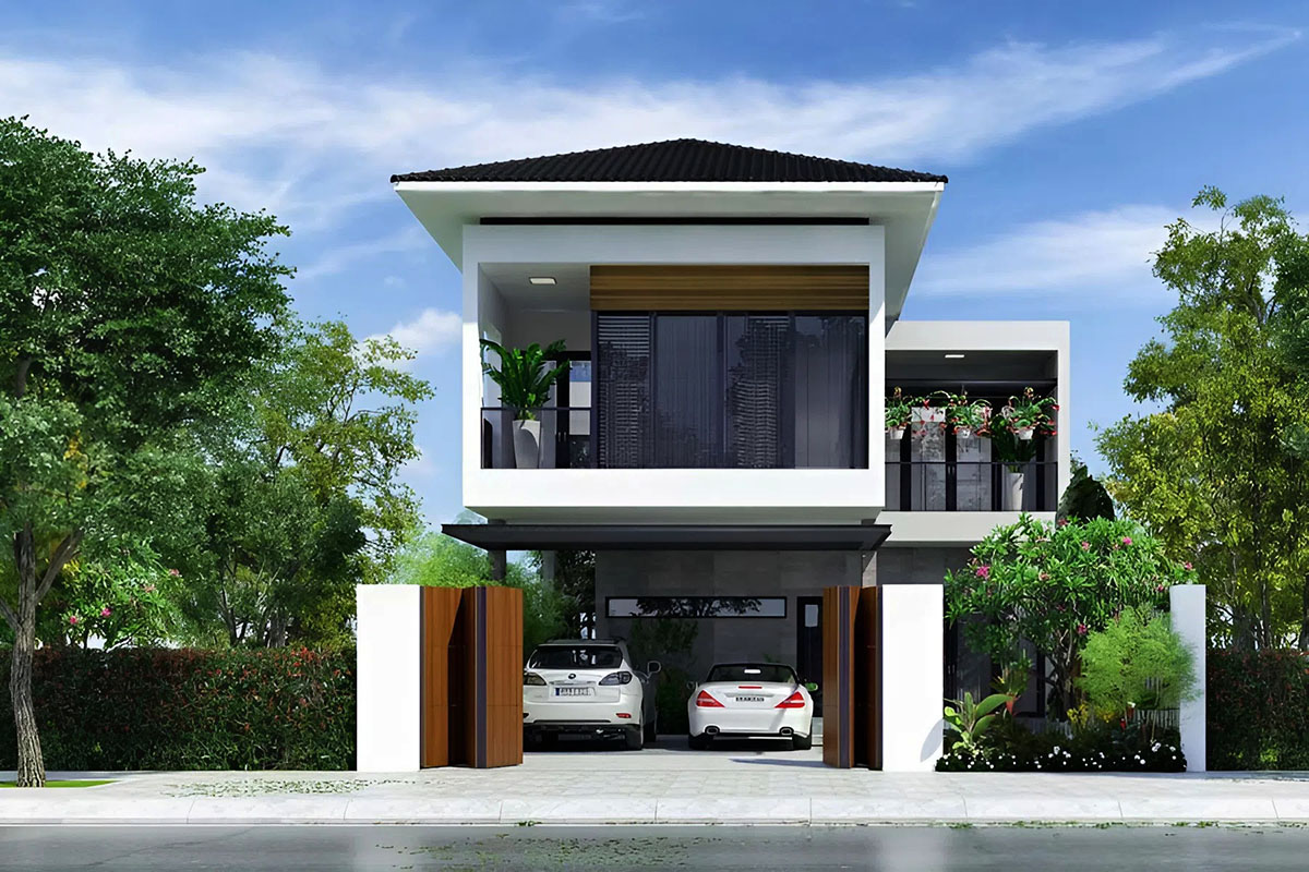 Ngôi nhà phố 2 tầng 3 phòng ngủ có gara ô tô
