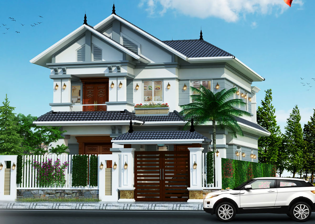 Mẫu nhà 2 tầng 400 triệu trên nền đất nhỏ kết hợp cây xây hai bên tạo cảm giác thoáng mát