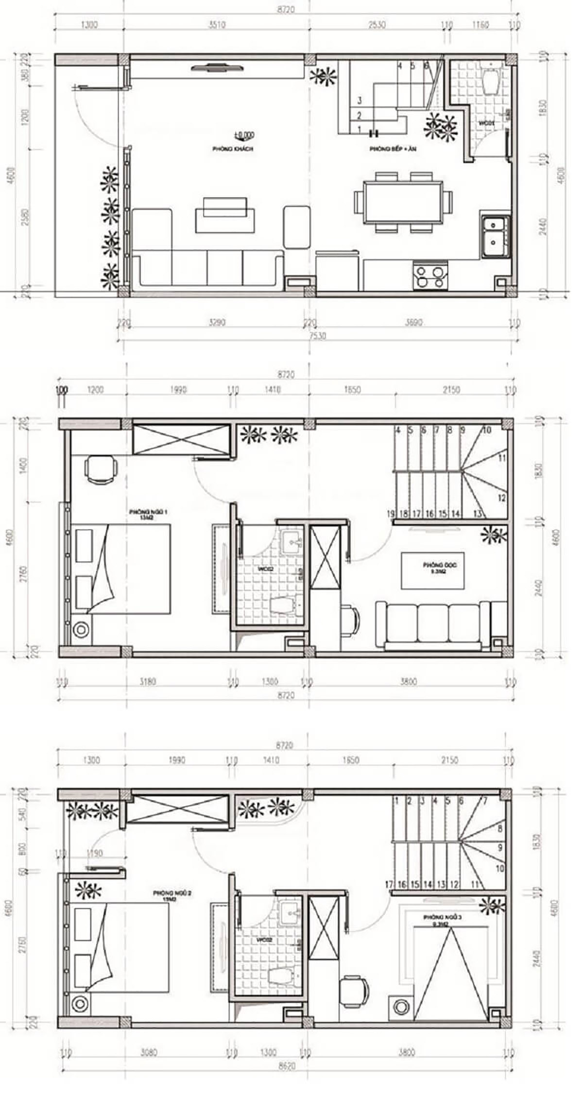 Thiết kế nhà 4x10: Giải pháp tối ưu diện tích 40m2 & Dự toán chi phí 2026 36 Bản vẽ công năng của mẫu thiết kế nhà 4x10 m