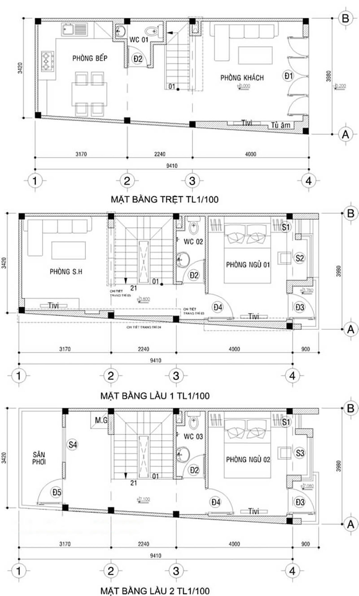 Thiết kế nhà 4x10: Giải pháp tối ưu diện tích 40m2 & Dự toán chi phí 2026 49 Bản vẽ mặt bằng công năng mẫu thiết kế nhà 4x10m2 tối giản thanh lịch