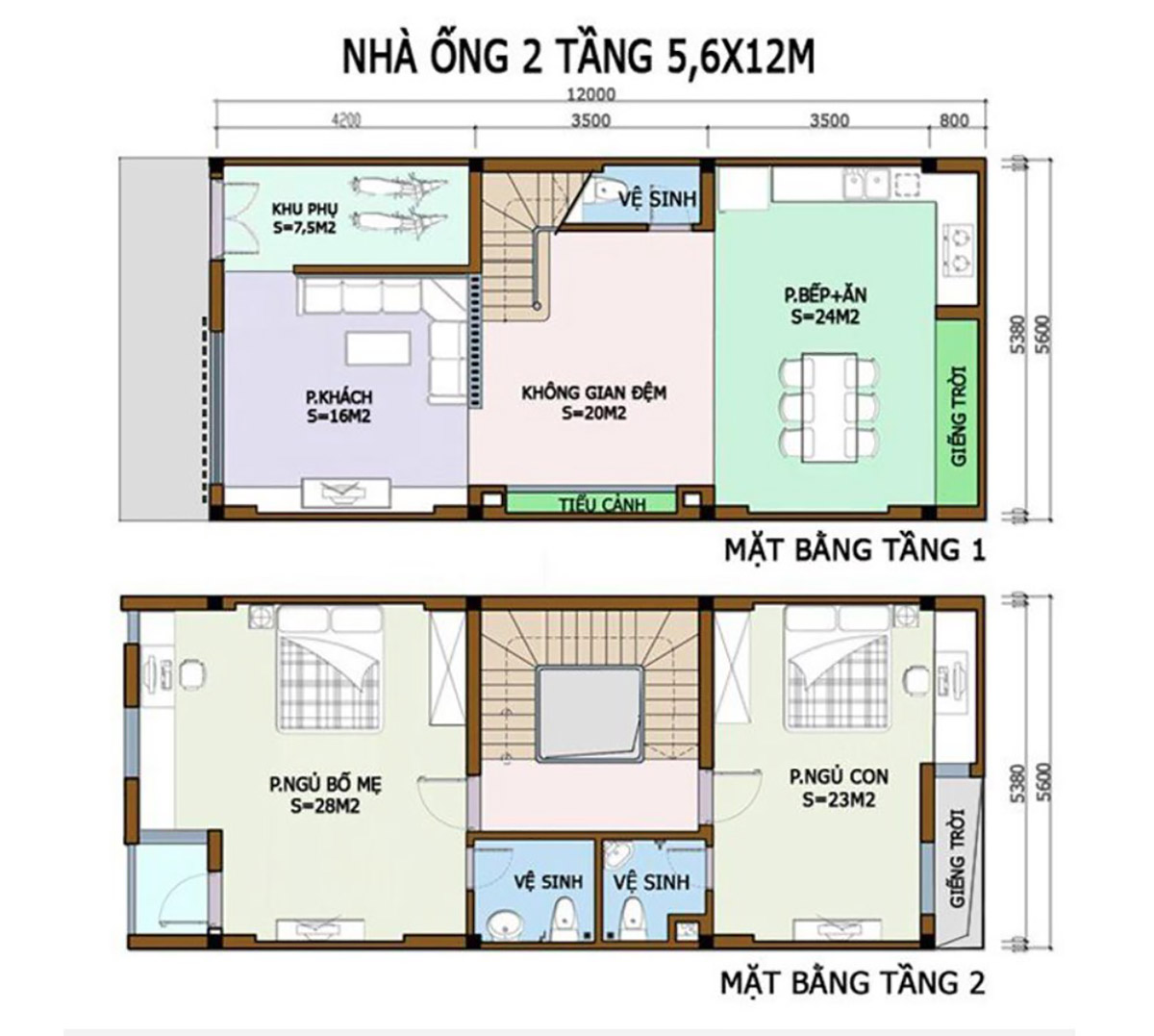 20+ Mẫu Thiết Kế Nhà 5x12m Đẹp Sang Trọng - Kèm Bảng Vẽ Công Năng 12 Bản vẽ thiết kế nhà ống 5x12m 2 tầng