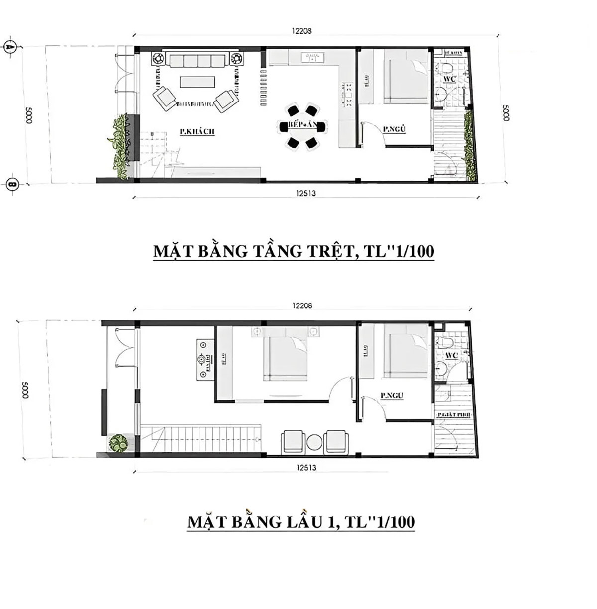 20+ Mẫu Thiết Kế Nhà 5x12m Đẹp Sang Trọng - Kèm Bảng Vẽ Công Năng 15 Bản vẽ thiết kế nhà 1 trệt 1 lầu 5x12m 2 phòng ngủ