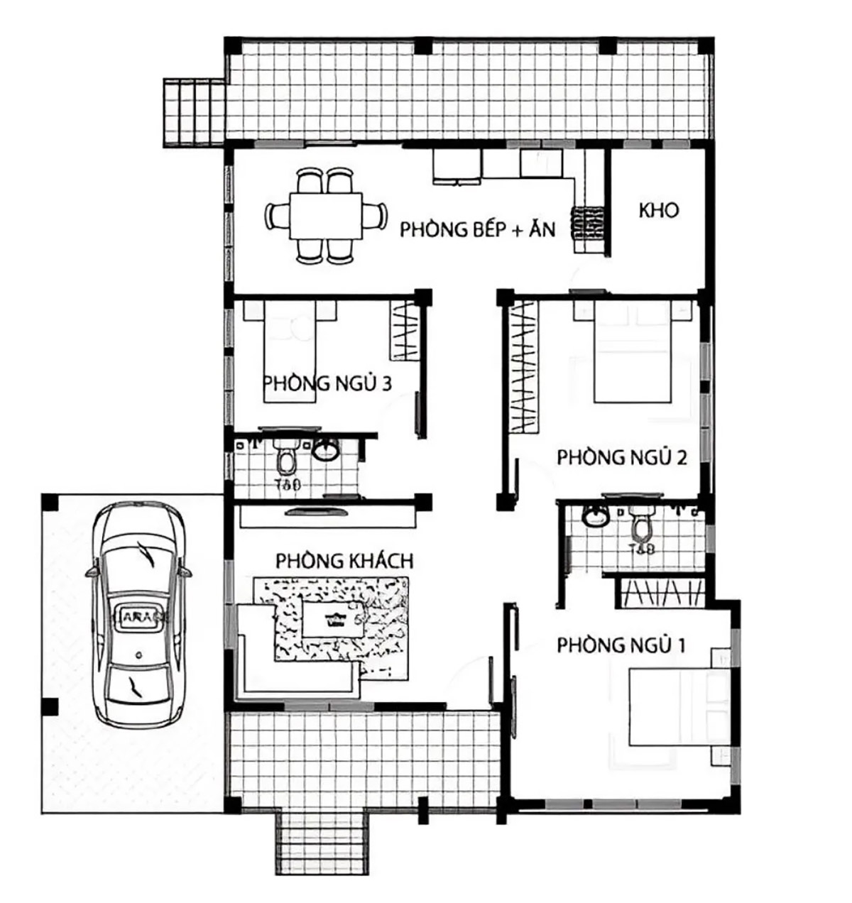 20+ Mẫu Thiết Kế Nhà 5x12m Đẹp Sang Trọng - Kèm Bảng Vẽ Công Năng 19 Bản vẽ thiết kế nhà cấp 4 5x12m có gara