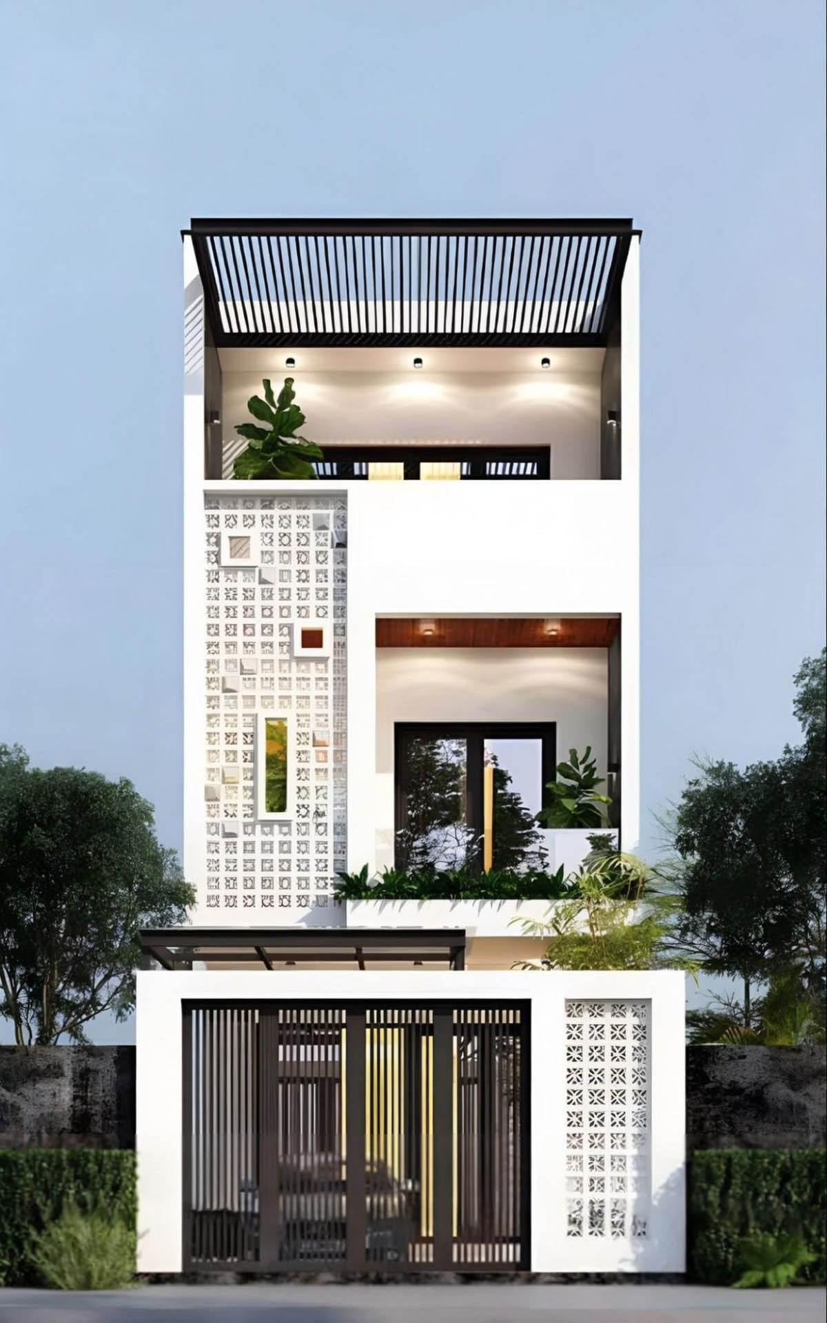 20+ Mẫu Thiết Kế Nhà 5x12m Đẹp Sang Trọng - Kèm Bảng Vẽ Công Năng 3 Mẫu thiết kế nhà phố 5x12 mái bằng