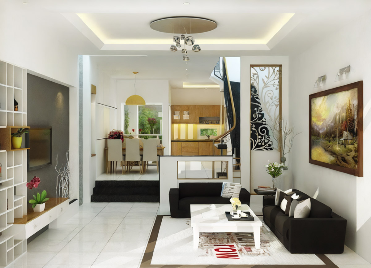 20+ Mẫu Thiết Kế Nhà 5x12m Đẹp Sang Trọng - Kèm Bảng Vẽ Công Năng 24 Thiết kế phòng khách cần đảm bảo sự xuyên suốt