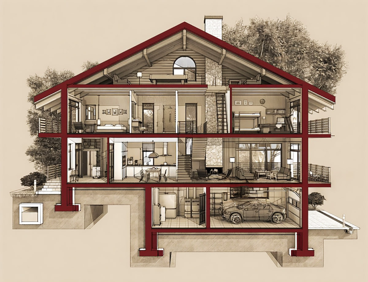 Cấu trúc thiết kế nhà có tầng hầm 5x20