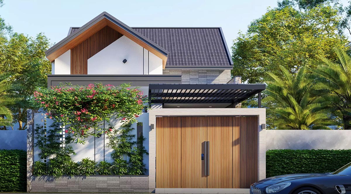 Mẫu thiết kế nhà cấp 4 có tầng hầm 5x20 hiện đại cho những gia những gia đình ở nông thôn