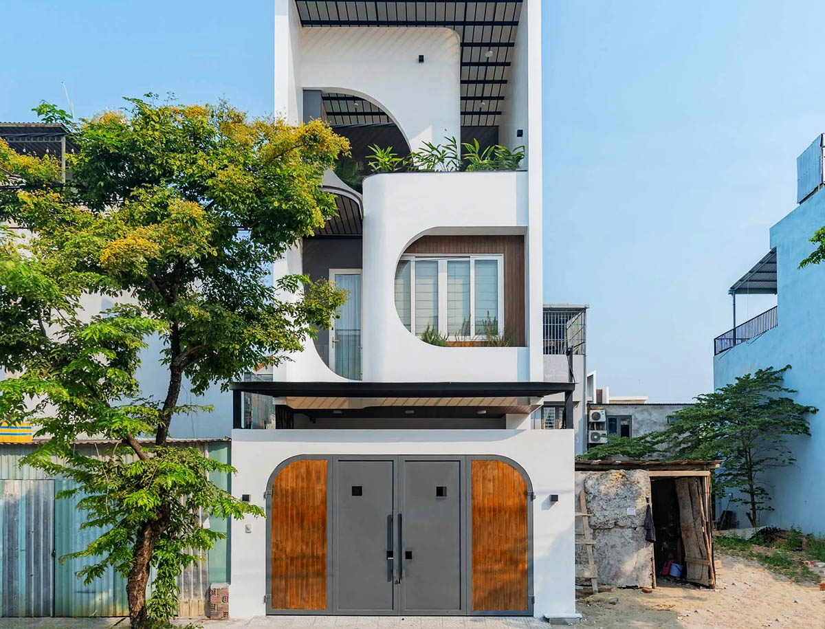 Mẫu thiết kế nhà có tầng hầm nổi 5x20 làm nơi để xe tiện lợi và mang tính thẩm mỹ cao