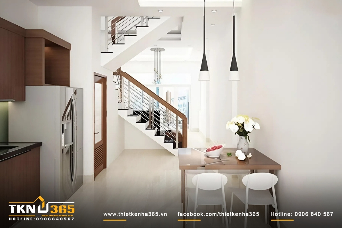 Mẫu phòng bếp  cho nhà hẹp ngang 3m