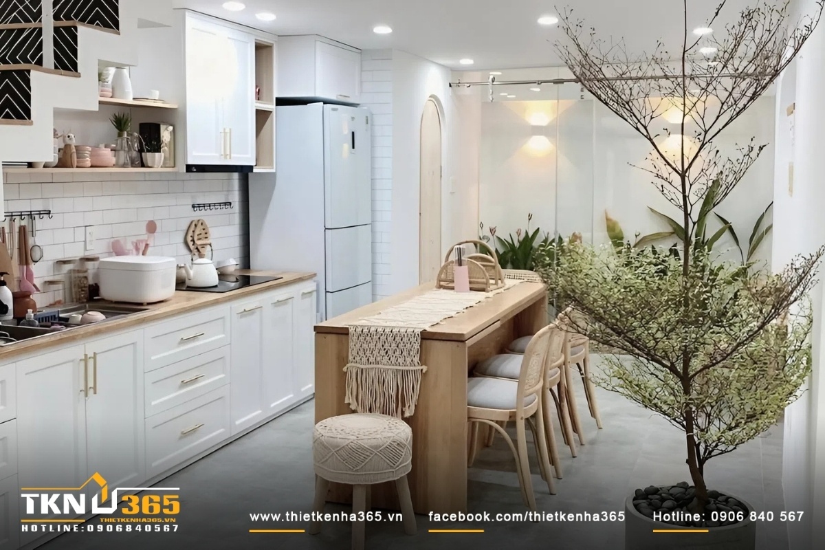 Mẫu phòng bếp cho nhà hẹp ngang 3m