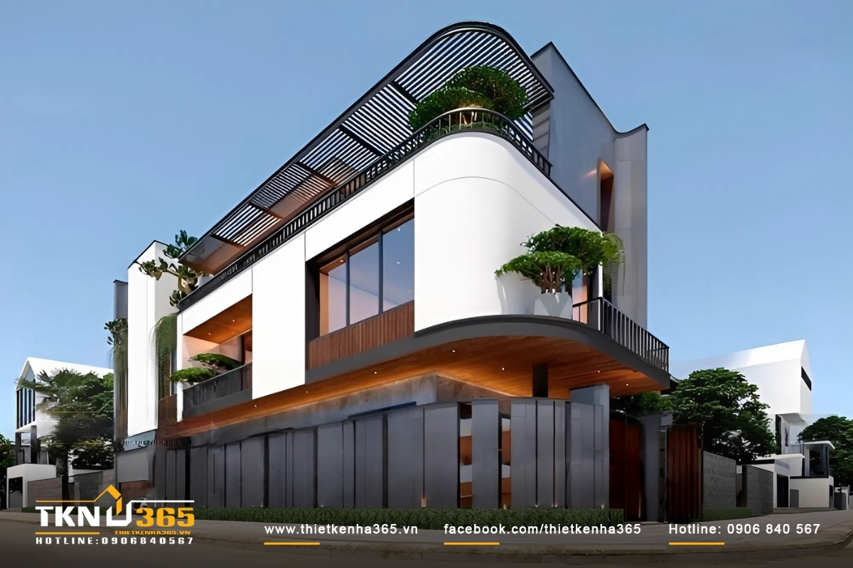 10+ Mẫu thiết kế nhà ở kết hợp kinh doanh đẹp, sang trọng 2026 7 Thiết kế nhà mặt phố kinh doanh 2 tầng với kiến trúc độc đáo