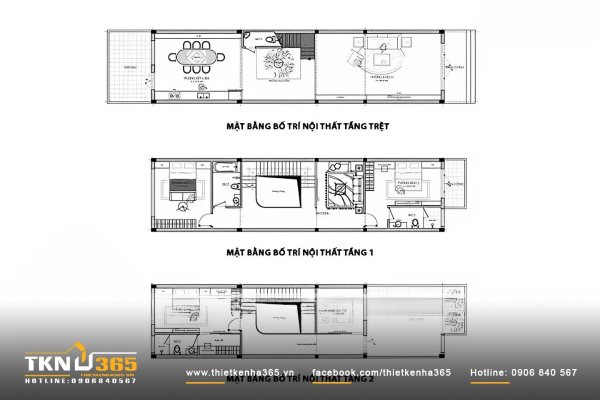 Thiết kế nhà phố 3 tầng 5x20m cho anh Phạm ở Quận 8 5 Bản vẽ thiết kế tổng quan ngôi nhà