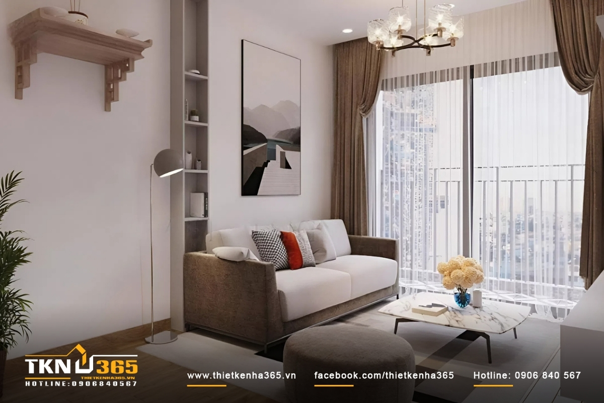 Mẫu thiết kế nội thất căn hộ chung cư 64m2 đơn giản