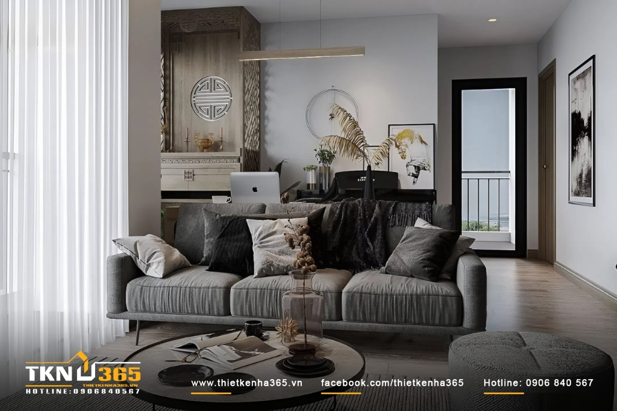 Mẫu thiết kế nội thất căn hộ chung cư 64m2 sang trọng