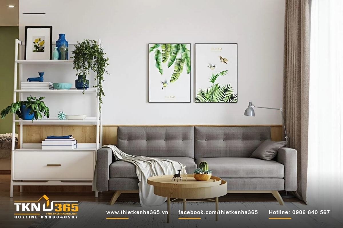 Mẫu thiết kế nội thất căn hộ chung cư 64m2 phong cách Bắc Âu