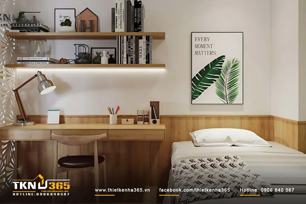 Bàn học đầy đủ tiện nghi trong phòng ngủ