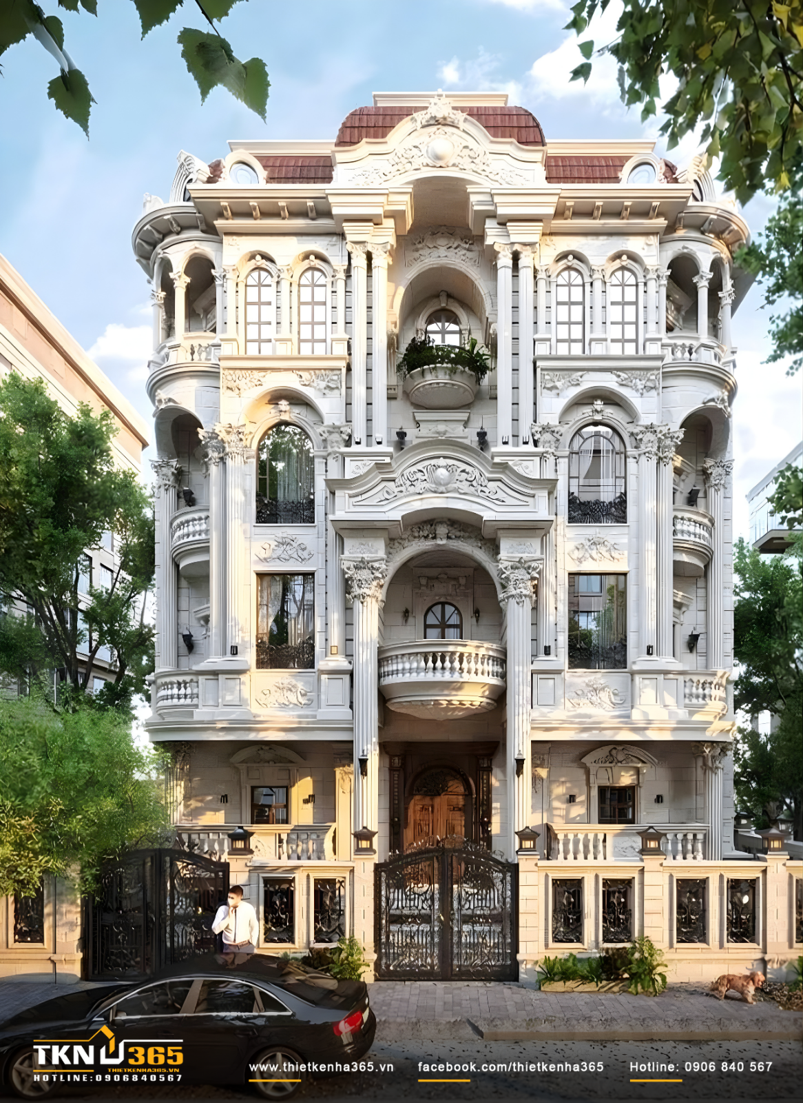 Mẫu thiết kế biệt thự 4 tầng đẹp, sang trọng khẳng định đẳng cấp gia chủ 4 Thiết kế biệt thự 4 tầng với phong cách cổ điển