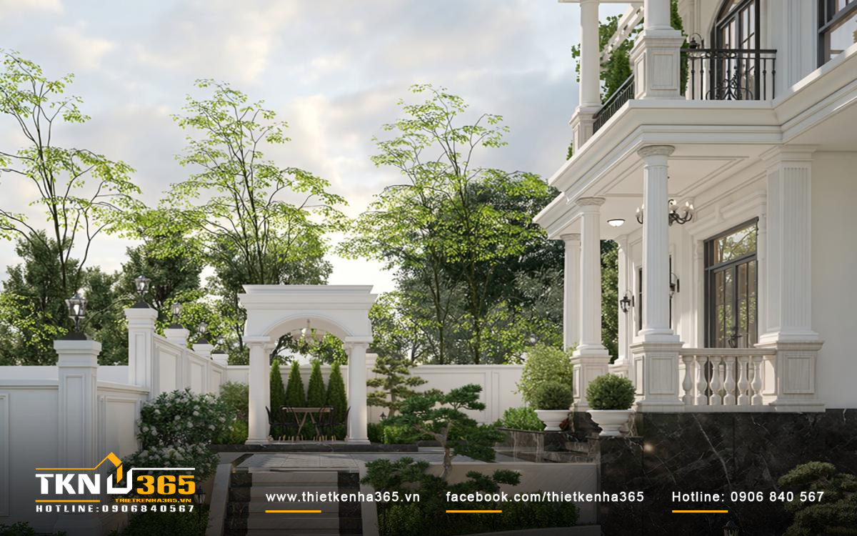 Mẫu thiết kế biệt thự 4 tầng đẹp, sang trọng khẳng định đẳng cấp gia chủ 6 Thiết kế biệt thự 4 tầng có không gian sân vườn xanh mát