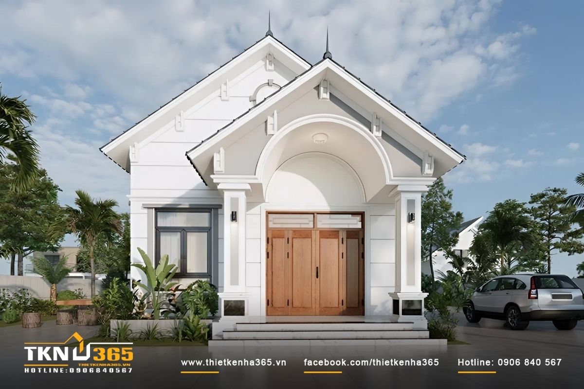 20+ Mẫu nhà cấp 4 mái Thái vạn người mê, đẹp nhất 5 Hình ảnh mặt tiền nhà mái thái cấp 4 theo phong cách hiện đại, với tông màu xám trắng làm chủ đạo