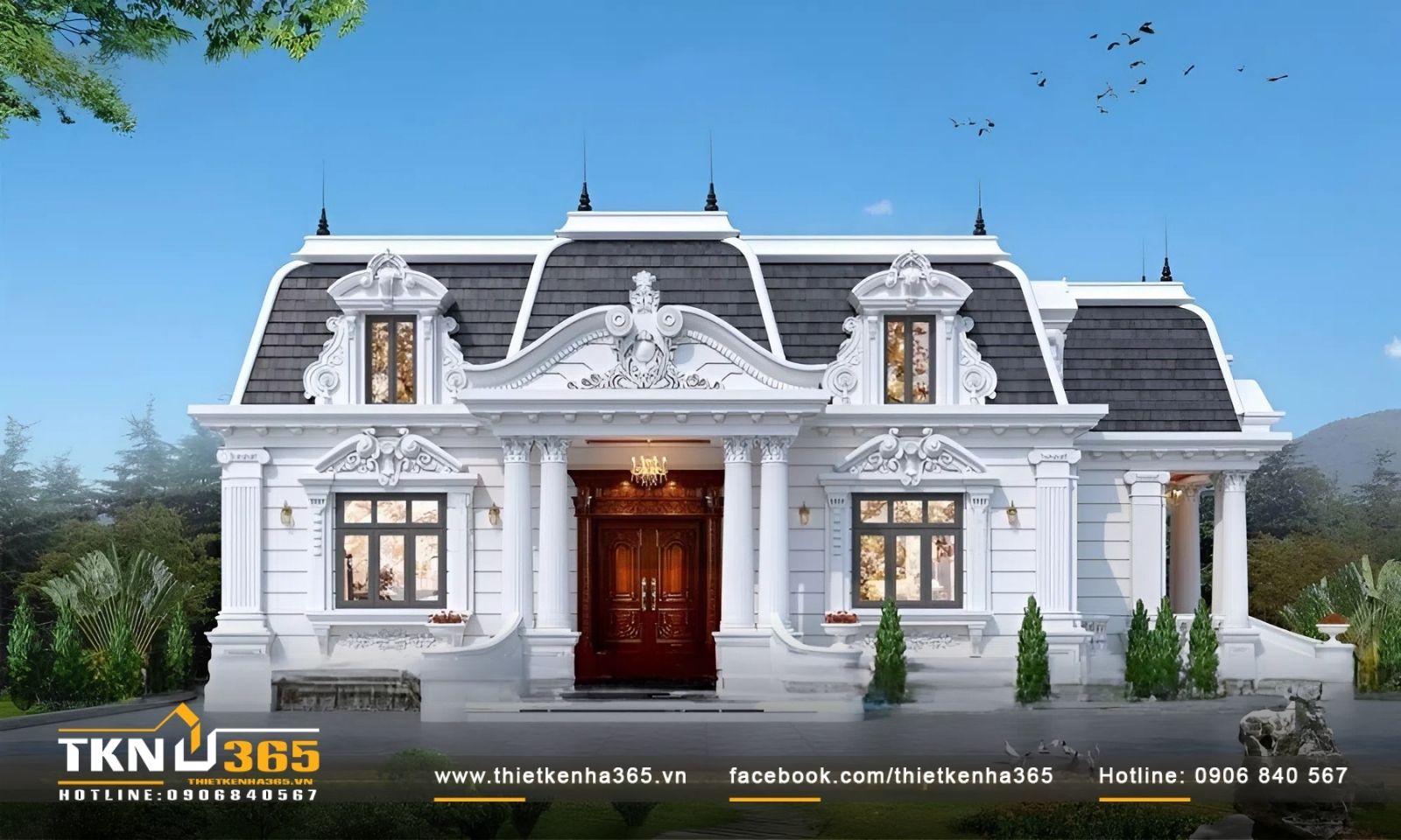 50+ Mẫu biệt thự cổ điển sang trọng, đẳng cấp được yêu thích nhất. 9 Thiết kế biệt thự cổ điển 1 tầng đẹp đẳng cấp