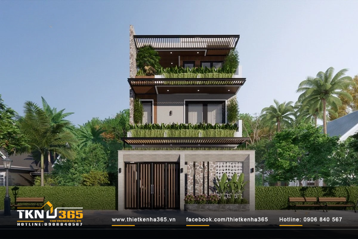 Thiết kế thi công nhà phố xanh 3 tầng 7x20m cho anh Bắc tại Long An – Kiến tạo không gian sống cân bằng với thiên nhiên 7 Anh du an