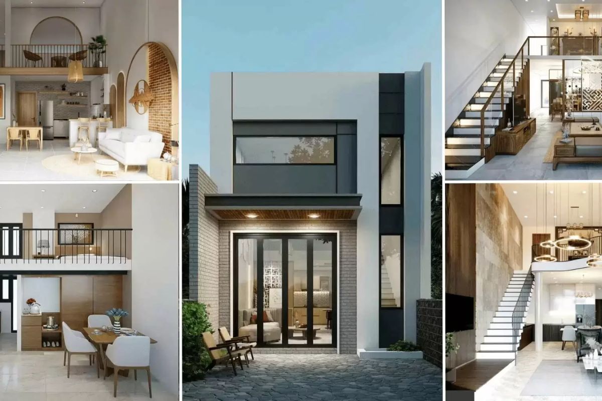 Mẫu nhà 2 tầng có gác lửng 3 phòng ngủ