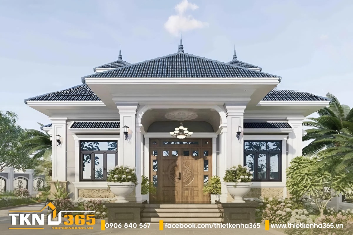 Biệt thự 1 tầng tân cổ điển 4 phòng ngủ sang trọng