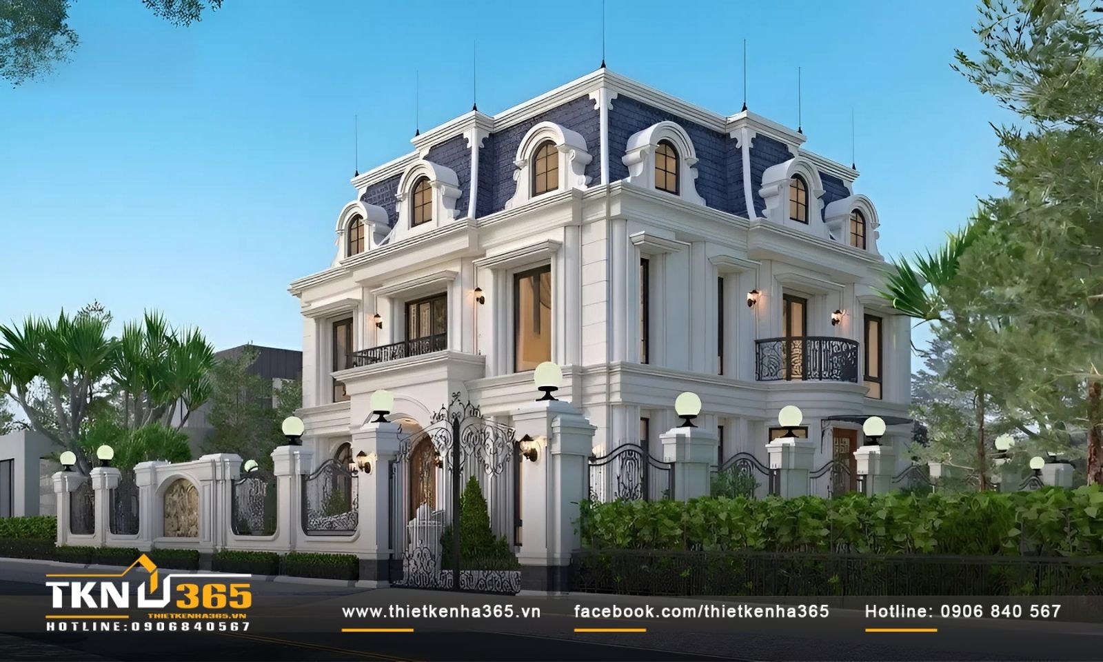 50+ Mẫu biệt thự cổ điển sang trọng, đẳng cấp được yêu thích nhất. 32 Các cột trụ lớn và dày được đặt ở mặt tiền, tạo điểm nhấn và tăng tính thẩm mỹ cho ngôi nhà