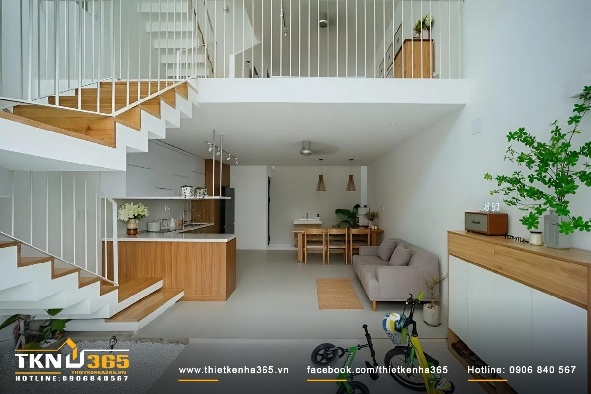 thiết kế nhà ống 1 trệt 1 lửng 1 lầu