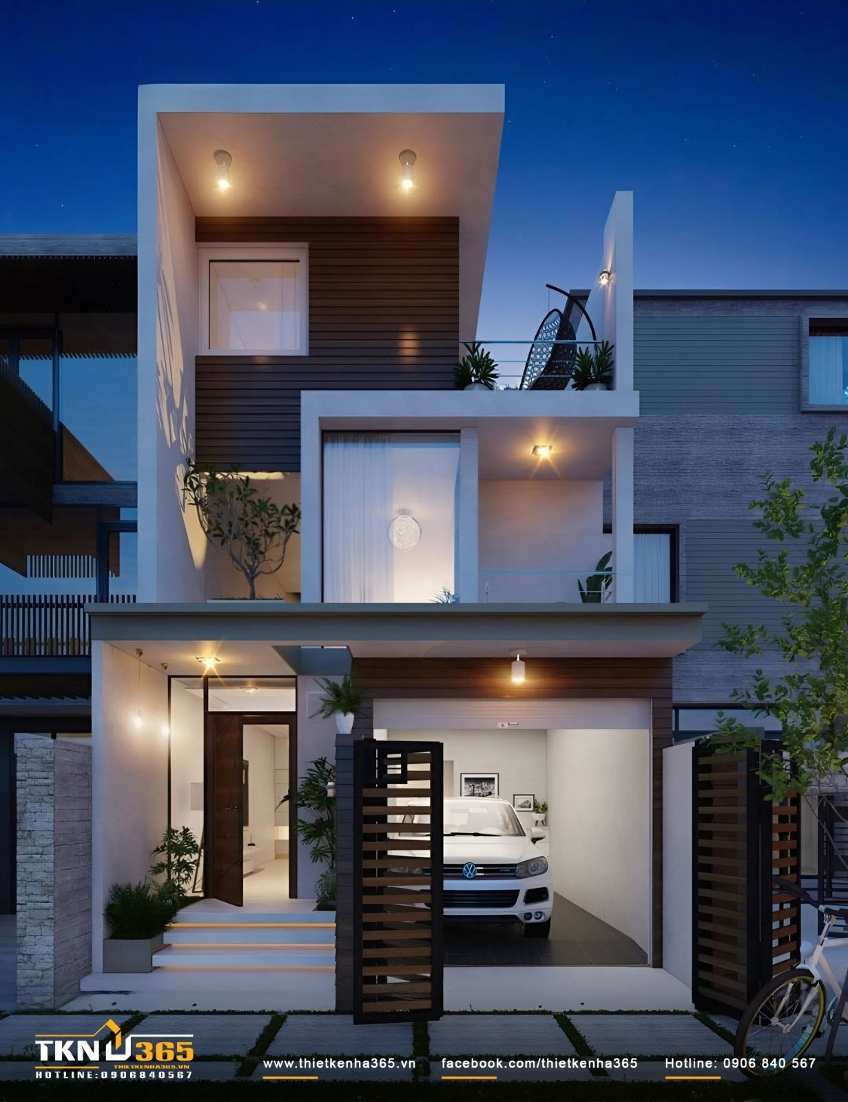 Thiết kế nhà 4x10m 2 tầng tích hợp gara tiện nghi
