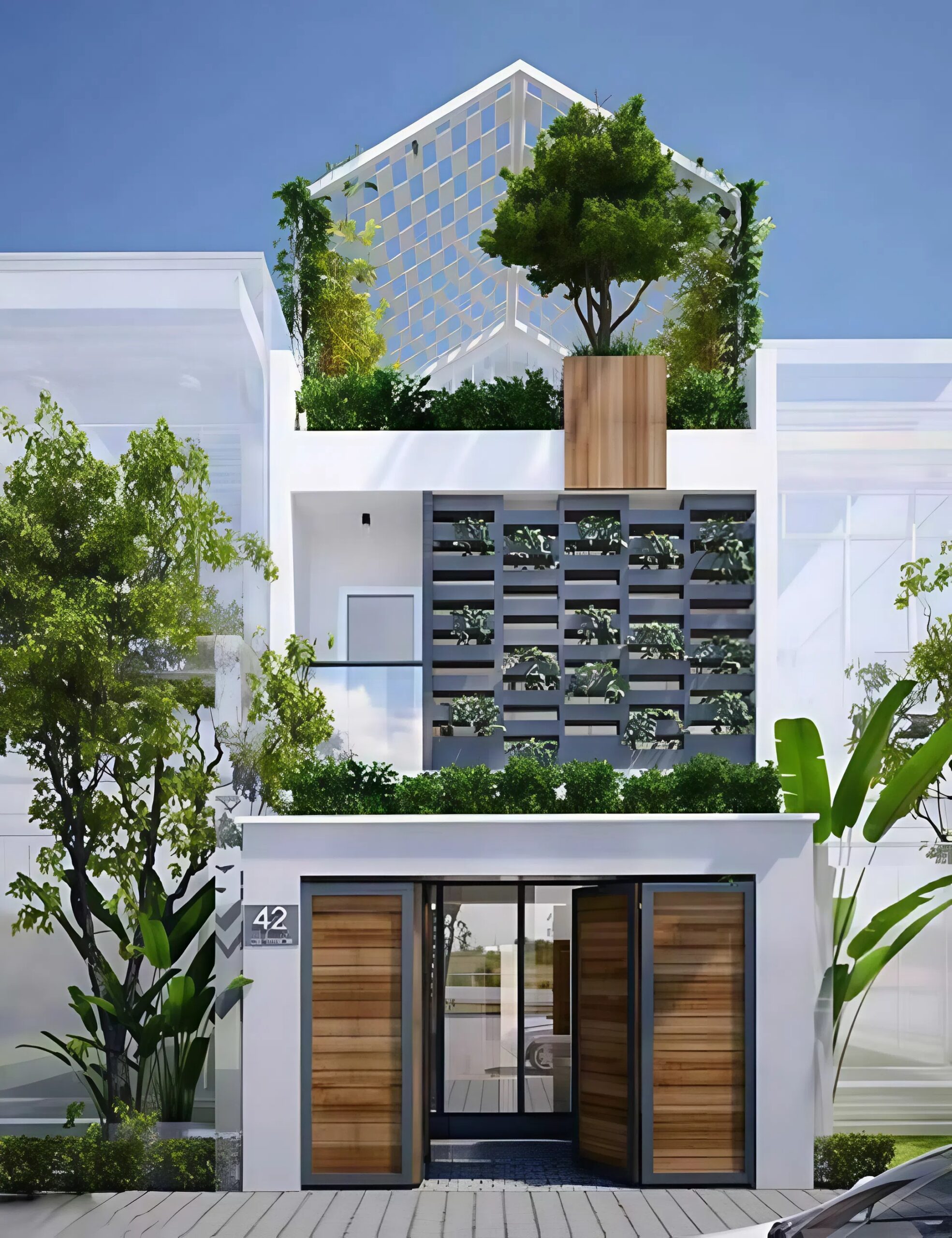 Thiết kế nhà 2 tầng diện tích 4x10m có giếng trời ( Ảnh: Sưu tầm )