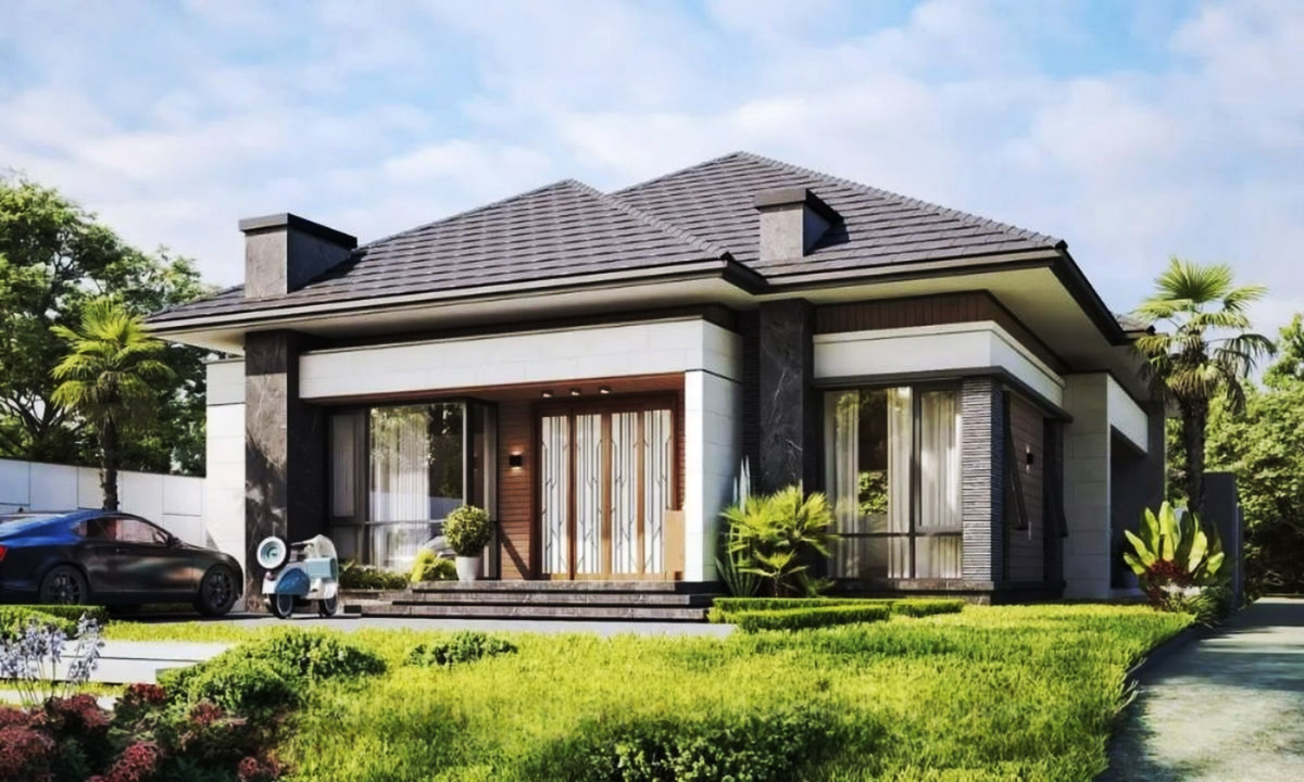 Mẫu nhà cấp 4 ngang 8m có sân vườn