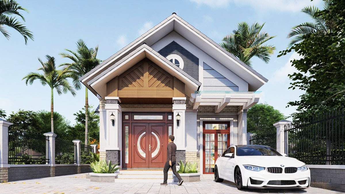 Mẫu nhà cấp 4 ngang 8m đẹp, phá cách ( ảnh sưu tầm)